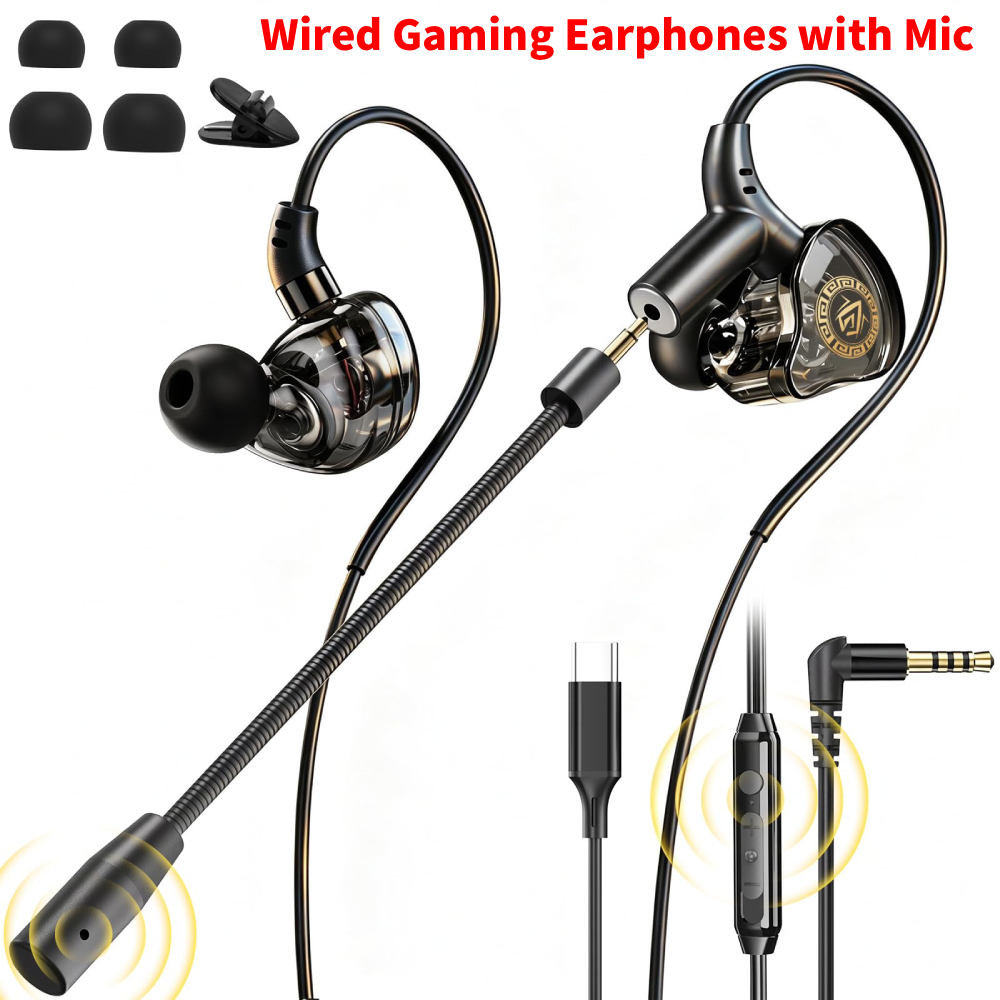Type C Wired Earphones With Mic - 3,5 mm / Type-C bedrade gaming-oortjes