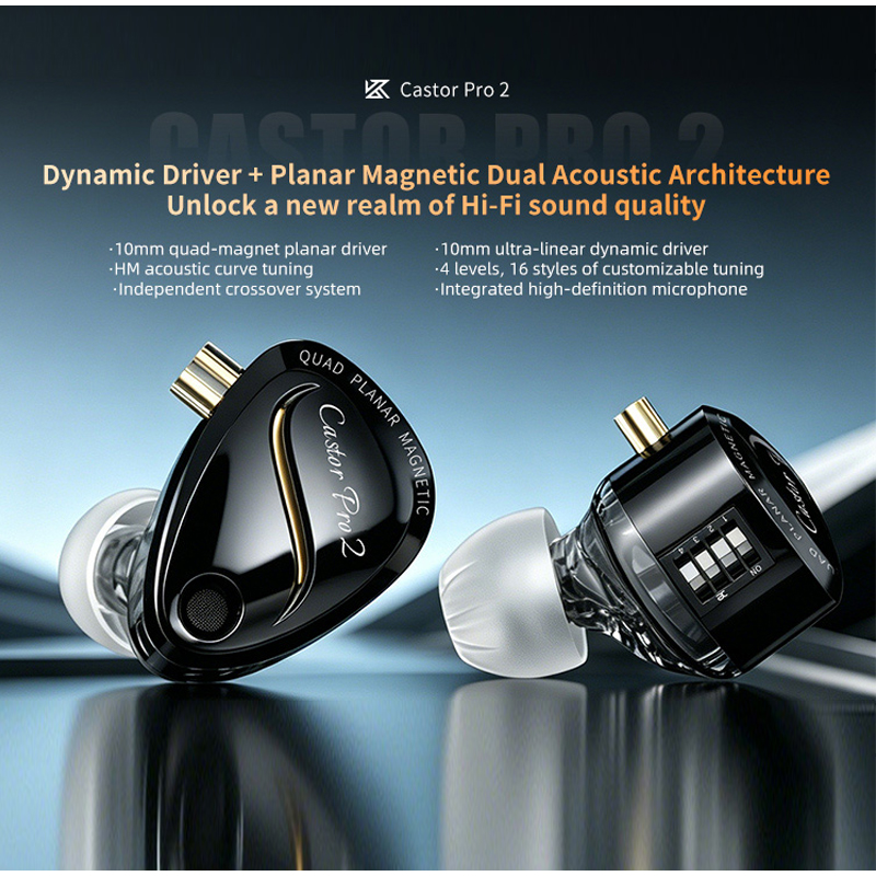 KZ Castor Pro 2 HiFi IEM-oordo - Type C Wired Earphones With Mic recensie en prijs